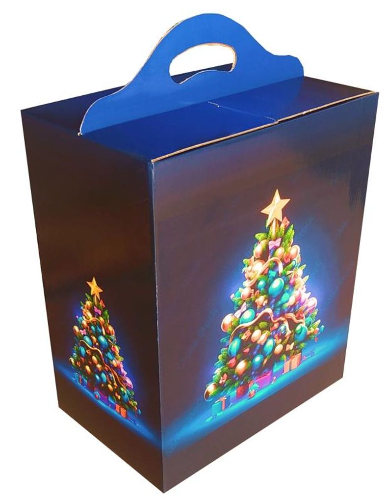 Geschenkbox Weihnachten Weihnachtsbaum blau Geschenkverpackung groß 290 x 190 x 350 mm
