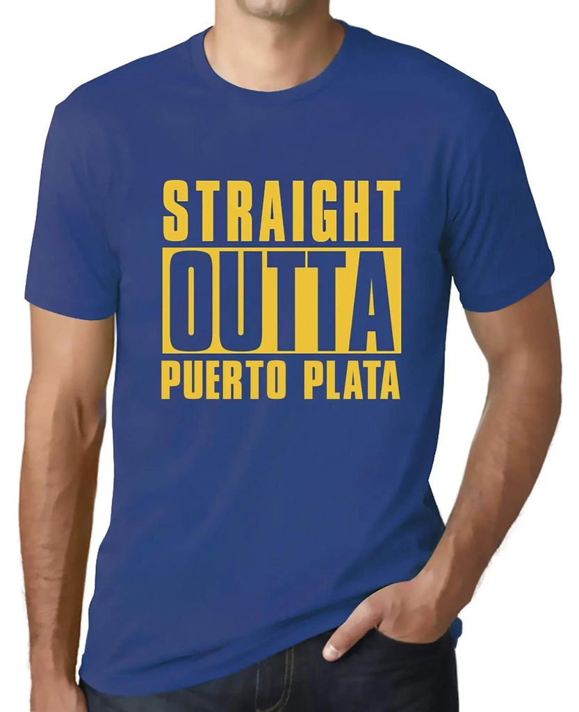 Herren Grafik T-Shirt Straight Outta Puerto Plata Öko-Verantwortlich Vintage Jahrgang Kurzarm Lustige Druck Geburtstag Geschenk Mann