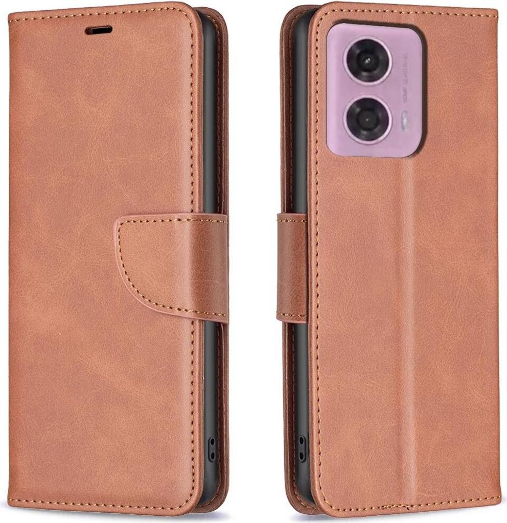 Mobigear Excellent Motorola Moto E14 Hülle Klapphülle Geldbörse - Braun