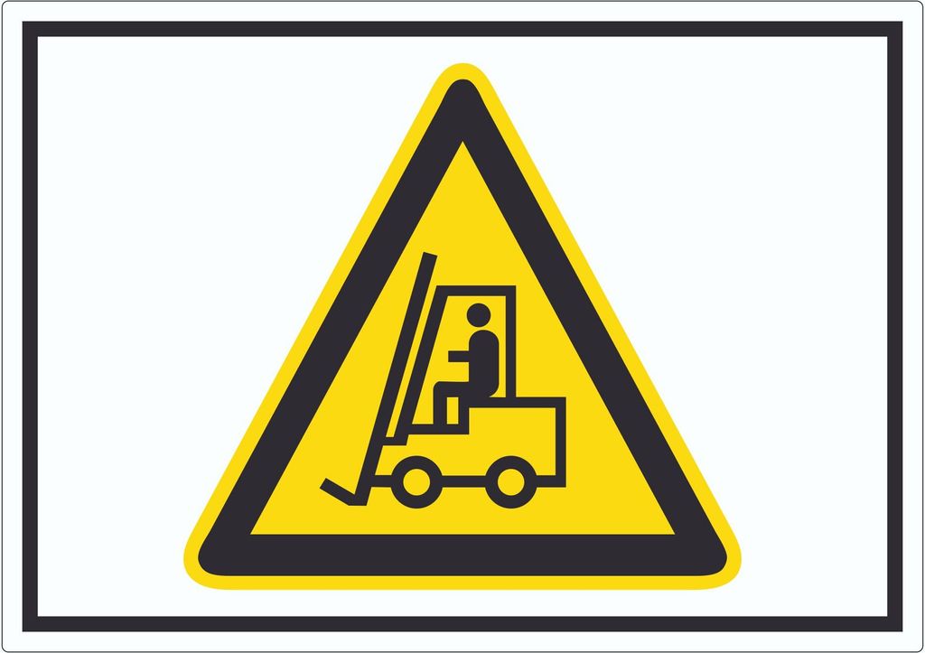 Vorsicht Flurförderfahrzeuge Symbol Aufkleber A4 (210x297mm)