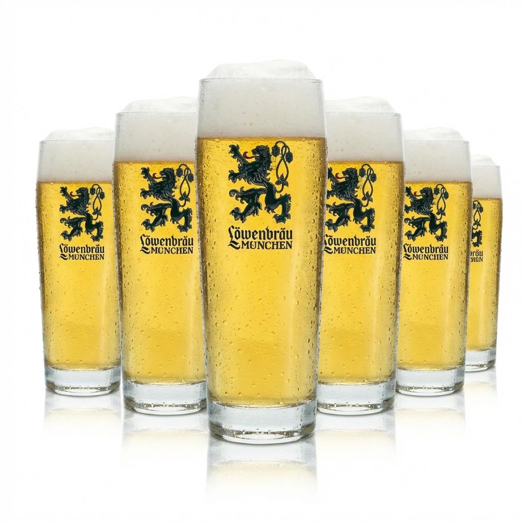 6x Löwenbräu Bier Glas 0,5l Becher Neues Logo! Gläser Willi Produktbild 