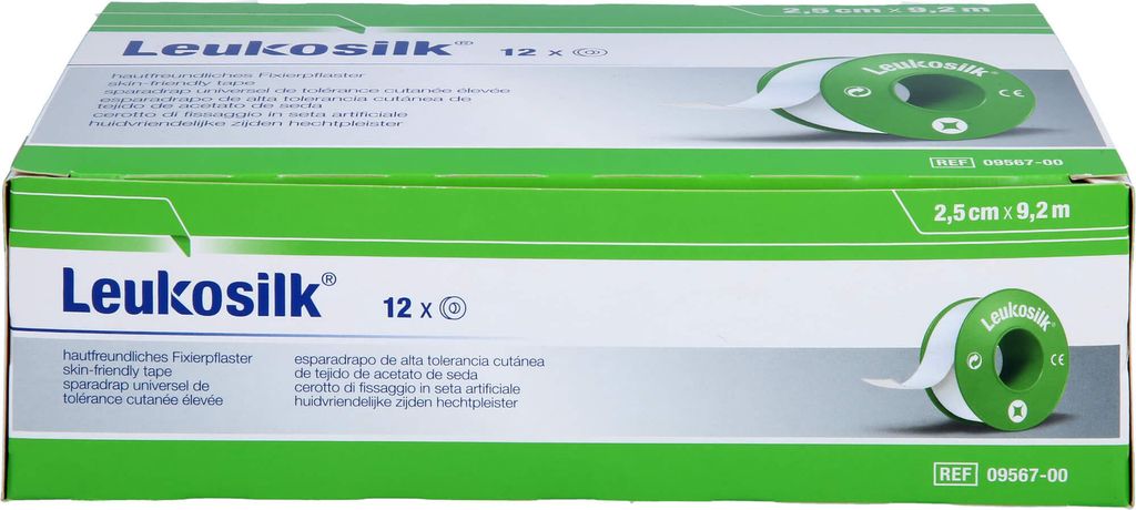 Leukosilk 9,2 m x 2,5 cm ohne Schutzring 12 Rollen Produktbild 8
