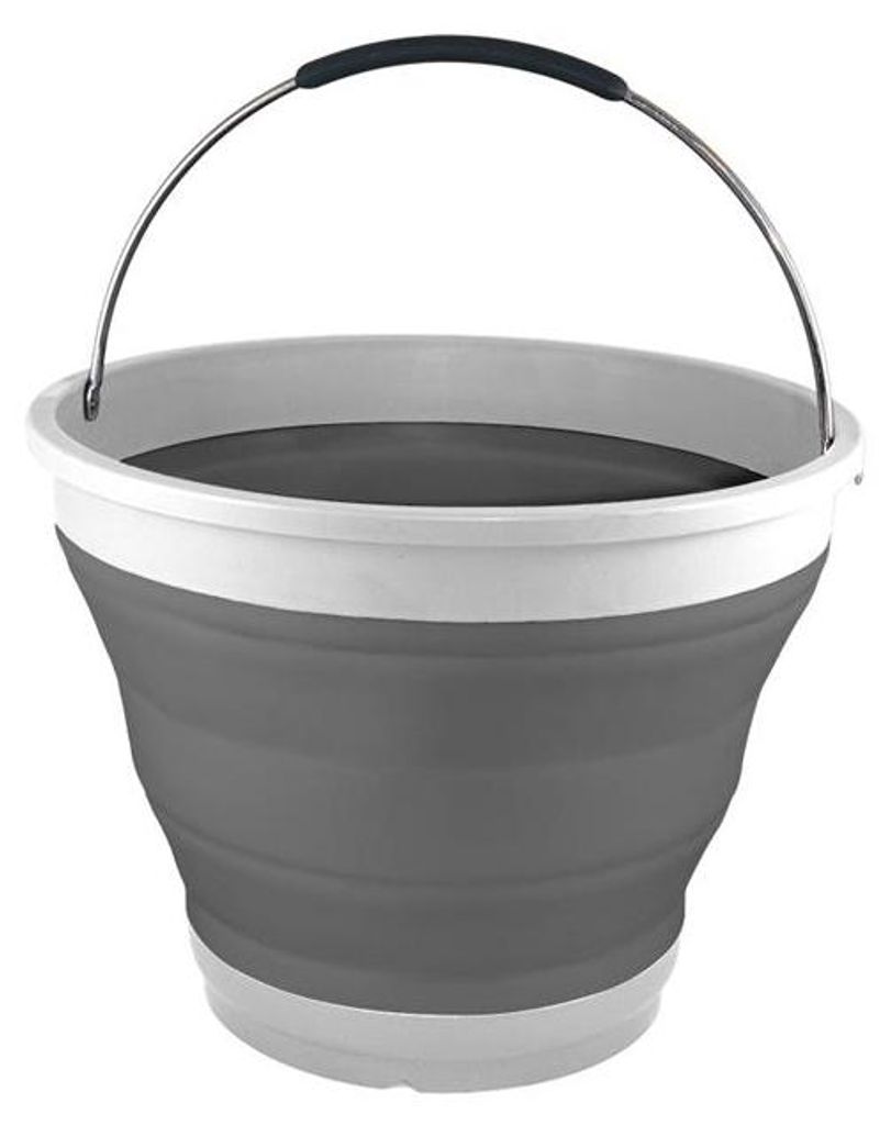 Faltbarer Eimer 10l weiß/grau Campingeimer Platzsparend