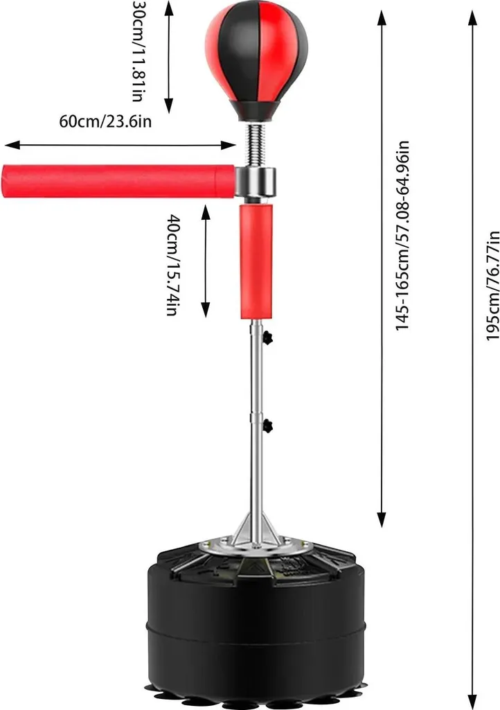 Sac de boxe rouge réglable avec bras pivotant 360° pour entraînement - 2