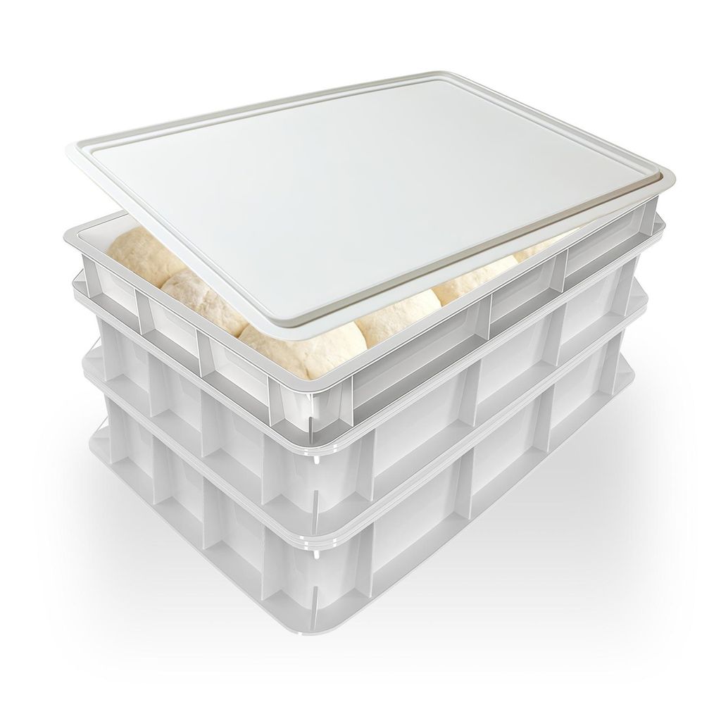 3x Pizzaballenbox mit Deckel, 40x30x7,5 cm | Gärbox, Produktbild 