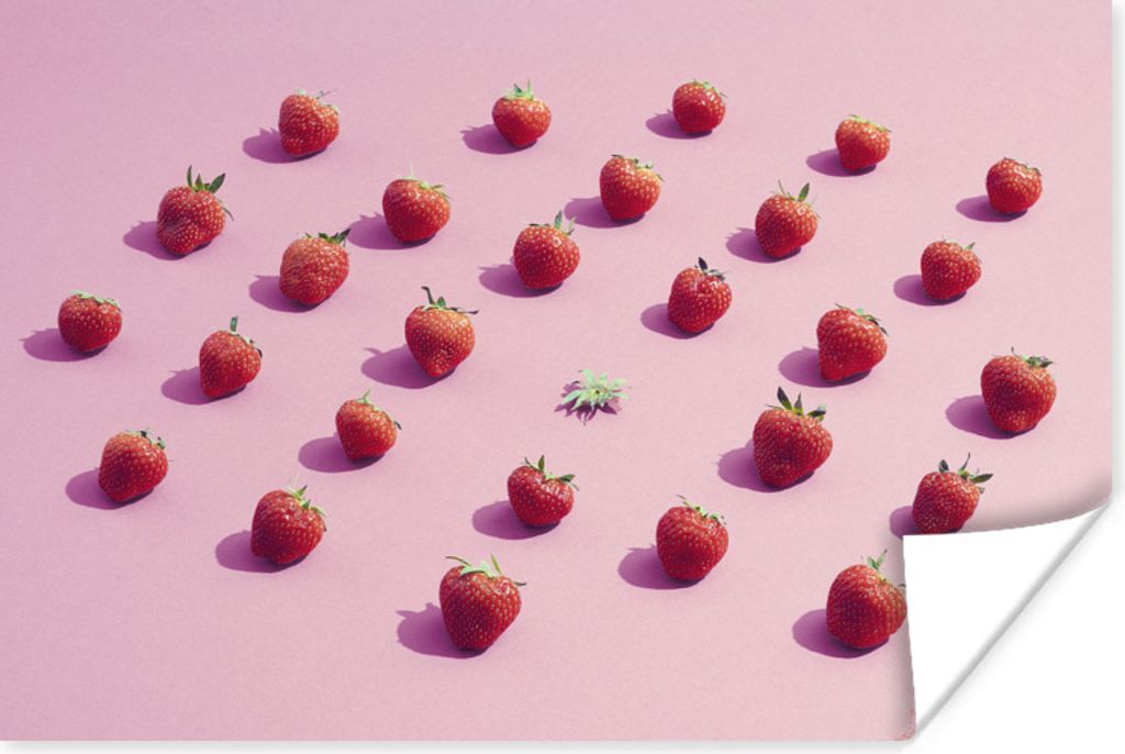 MuchoWow Poster Erdbeere - Rosa - Obst 120x80 cm - Bilder