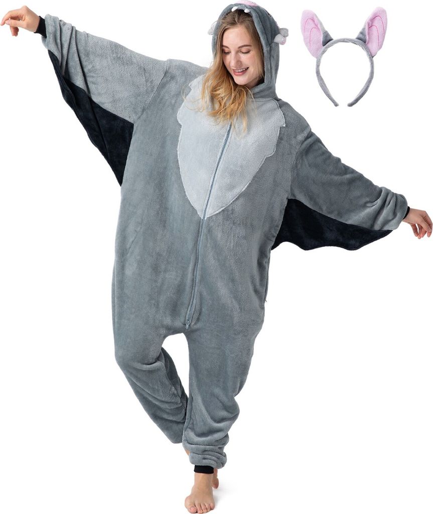 Flauschiges Fledermaus-Kostüm für Erwachsene mit Haarreif | Produktbild 