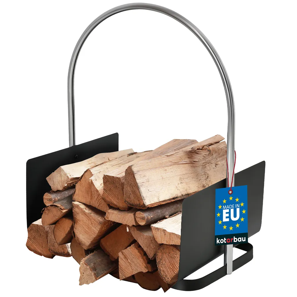 Cesto per Legna da Ardere KOTARBAU® Nero Cromo 40x50 cm Metallo