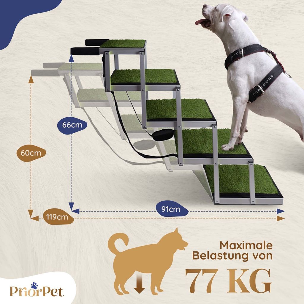 PRIORPET Auto Hundetreppe für kleine & große Hunde - Produktbild 3