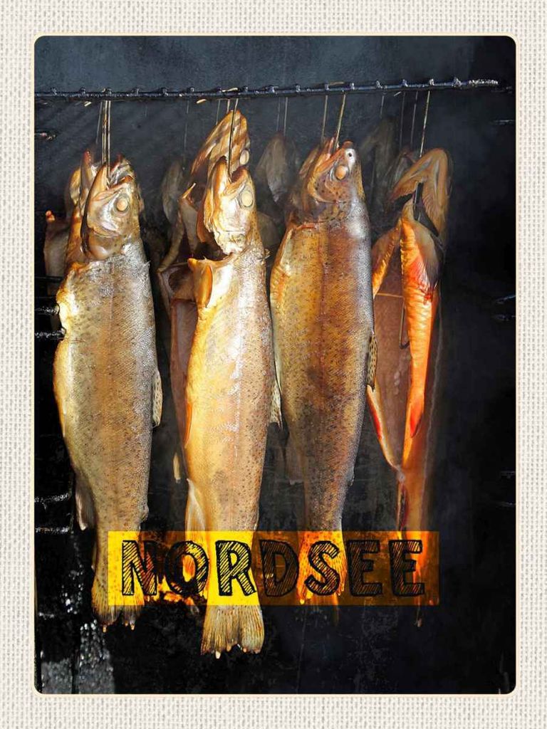 vianmo Holzschild 40x30 cm Nordsee Fisch Essen Delikatese Speisen Bildmotiv Reisemotiv Europa