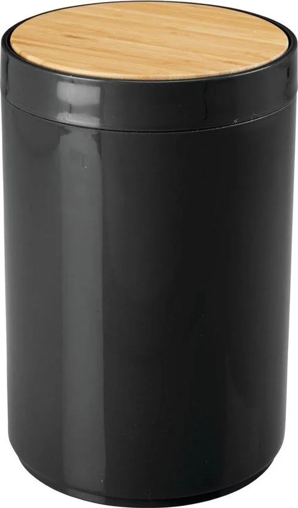 Poubelle de table en bambou naturel pour cuisine ou coiffeuse noir mat