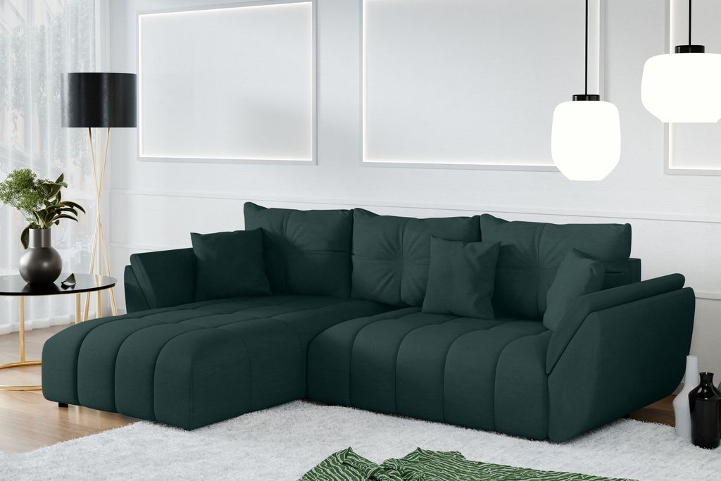 AX LIVING Ecksofa mit Schlaffunktion Verciani L Sofa Grün 280 cm