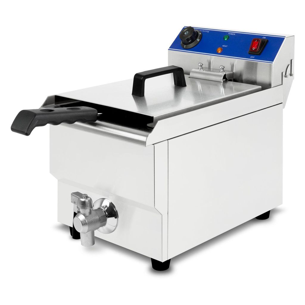VERTES Friteuse Fritteuse Fritöse Edelstahl 10L (3000W, 230V, Kaltzonenprinzip, Temperatur Stufenlos Regulierbar 50-250°C)