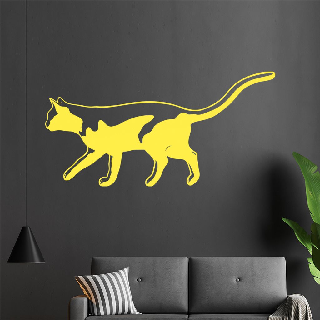 KIWISTAR Katze streunert - Laufen Jagen Wandtattoo in 6 Größen - Wandaufkleber Wall Sticker - Dekoration, Küche, Wohnzimmer, Schlafzimmer, Badez...