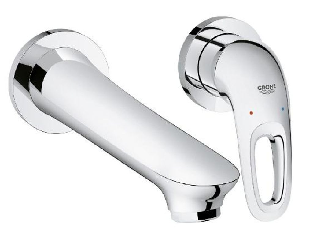 Grohe Eurostyle 2-Loch-Waschtischbatterie, Ausladung 203mm, Unterputzmontage, ohne Ablaufgarnitur, offener Hebelgriff, 19571003