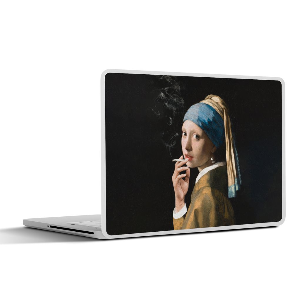 MuchoWow Laptop Aufkleber Sticker Cover Das Mädchen mit dem Perlenohrring - Vermeer - Zigaretten 30x21 cm - Sticker für Laptop - Selbstklebend