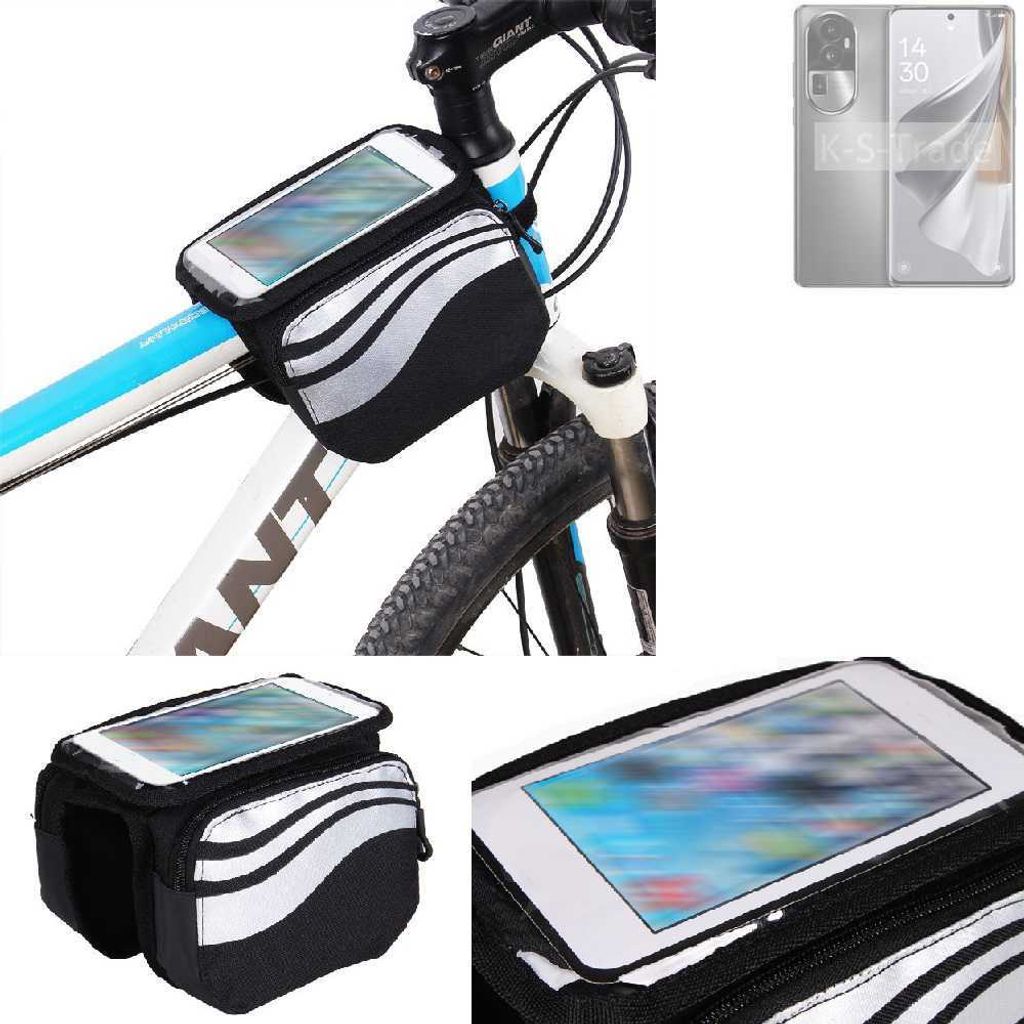 K-S-Trade Rahmentasche Fahrrad-Halterung kompatibel mit Oppo Reno10 Pro+ Rahmenhalterung Fahrrad Handyhalterung Fahrradtasche Handy Smartphone