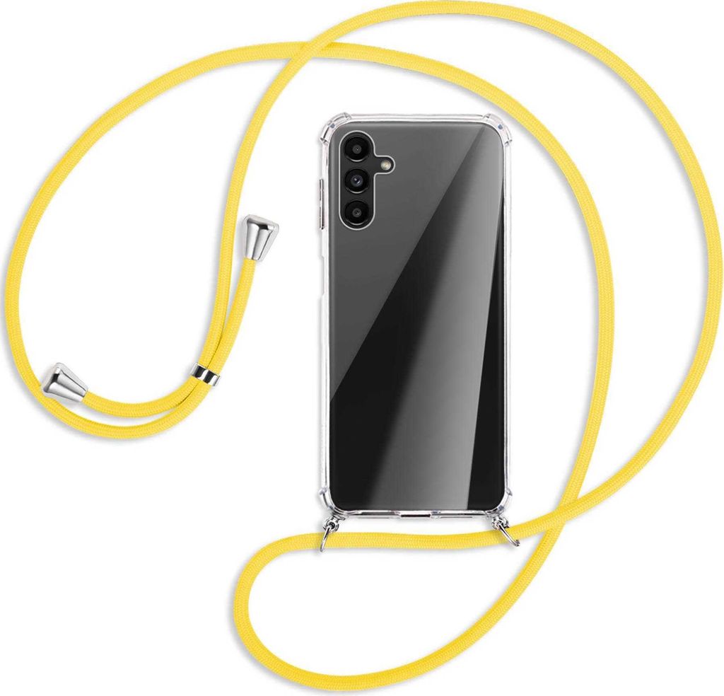 Handykette Backcover-Schutzhülle mit Band (Metall silberfarben) für Samsung Galaxy A13 5G - gelb