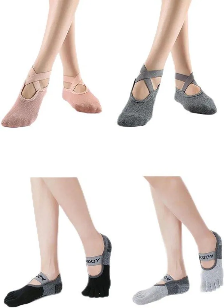 Chaussettes de Pilates antidérapantes et absorbantes - Pack de 5 paires