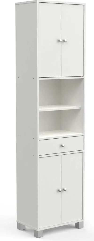 Colonne Spa blanc mat avec étagères ajustables - Mobilier robuste et design