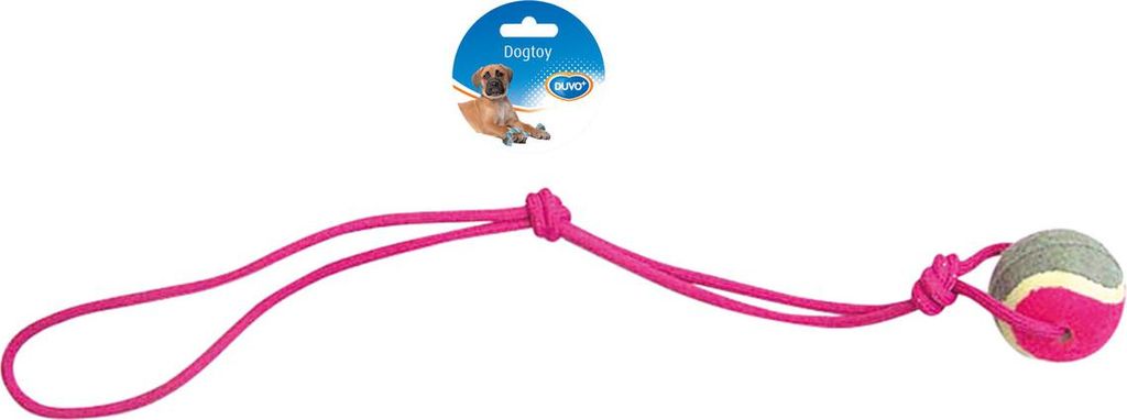 Duvo+ Hundespielzeug Knot Baumwolle Pendel + Tennisball grau/rosa