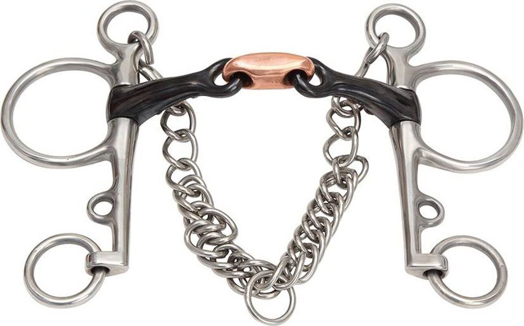 Shires - Doppelt-Gebrochen Kandare ER544 (4,5 in) (Schwarz)