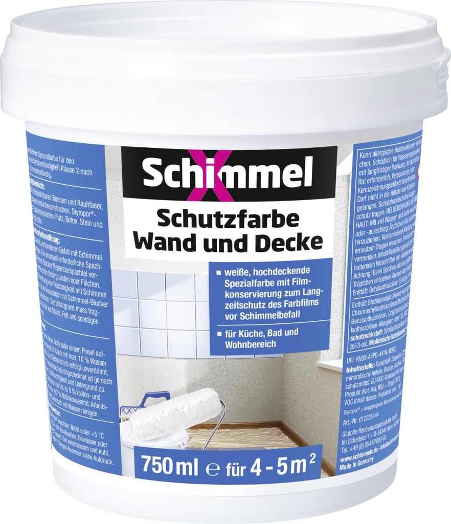 SCHIMMELX Schutzfarbe Wand und Decke Innen weiß 750 ml Produktbild 