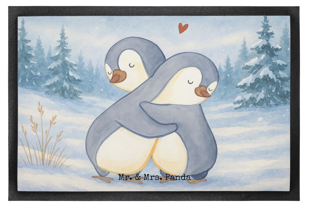 Mr. & Mrs. Panda Schuhabstreifer Pinguine Kuscheln Design 60 x 90 cm - Weiß - Geschenk, Fußabstreifer, Valentinstag, für Partner, Freundin, Bode...