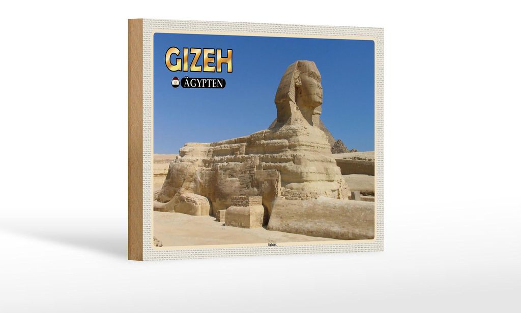 Holzschild Reise 18x12 cm Gizeh Ägypten Sphinx Geschenk Dekoration