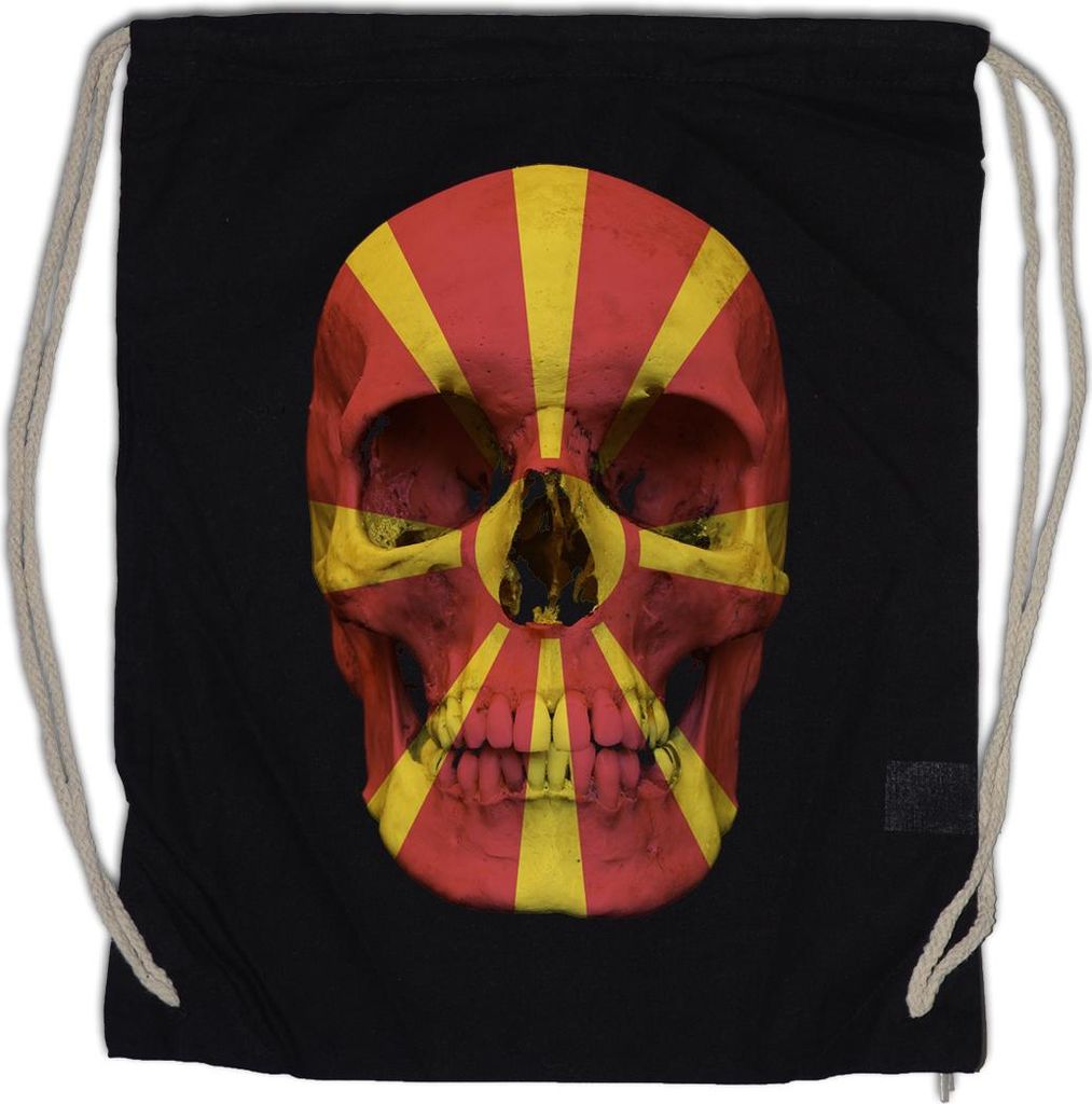 Urban Backwoods Classic Macedonia Skull Flag, Turnbeutel, Farbe: Schwarz