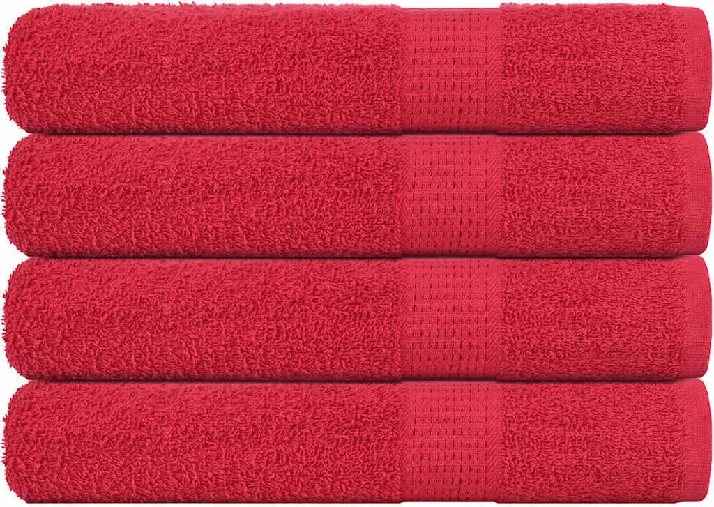 Set 4 Teli Bagno Grandi 100x200 cm FROGN Rosso - vidaXL 100% Cotone