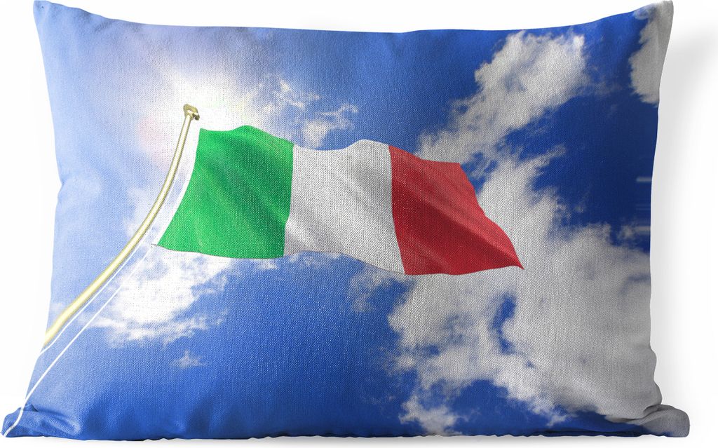 MuchoWow Outdoor Kissen - Die Flagge Italiens weht am Himmel - 60x40 cm - Wetterfest - Lounge Kissen - Zierkissen - Kissen für Innenräume