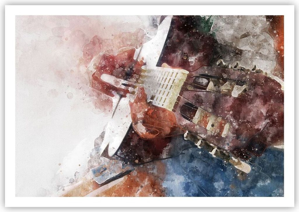 Poster - Poster ohne Rahmen - Gitarre Musik - 100x70 cm - Wand Bild - Wanddeko - Wandbilder - Kunstposter - Wandposter - Bilder - Kunstdruck - Wand...