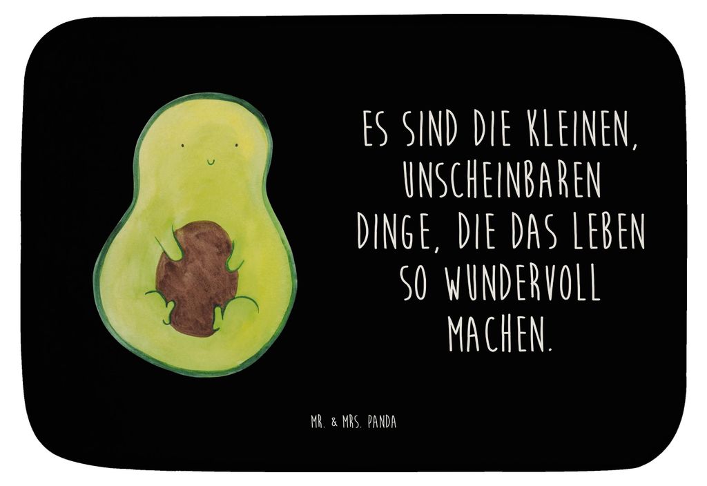 Mr. & Mrs. Panda Badematte Avocado Kern - Schwarz - Geschenk, Badezimmerteppich, Badteppich, Teppich Fürs Bad, duschmatte, Liebe, Baby, Pflanze, A...