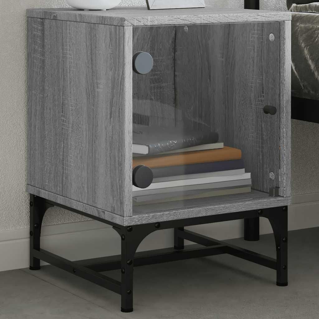 vidaXL Nachttisch mit Glastür Grau Sonoma 35x37x50 cm Produktbild 