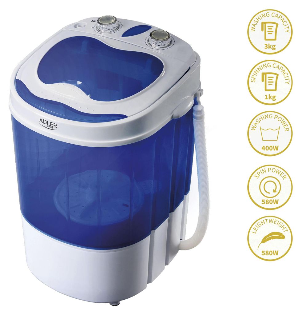 Adler AD 8051, Toplader, 3 kg, Blau, Weiß Produktbild 