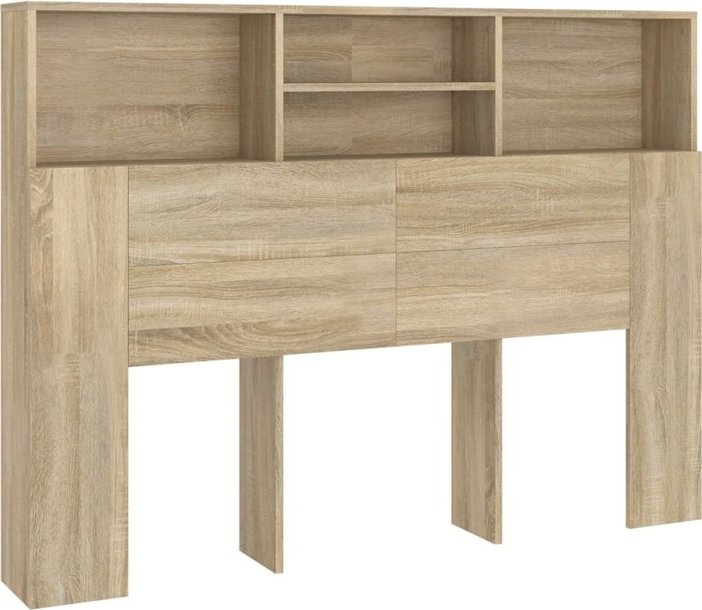 Testiera con ripiani in rovere Sonoma 140x19x103,5 cm Immagine del prodotto 