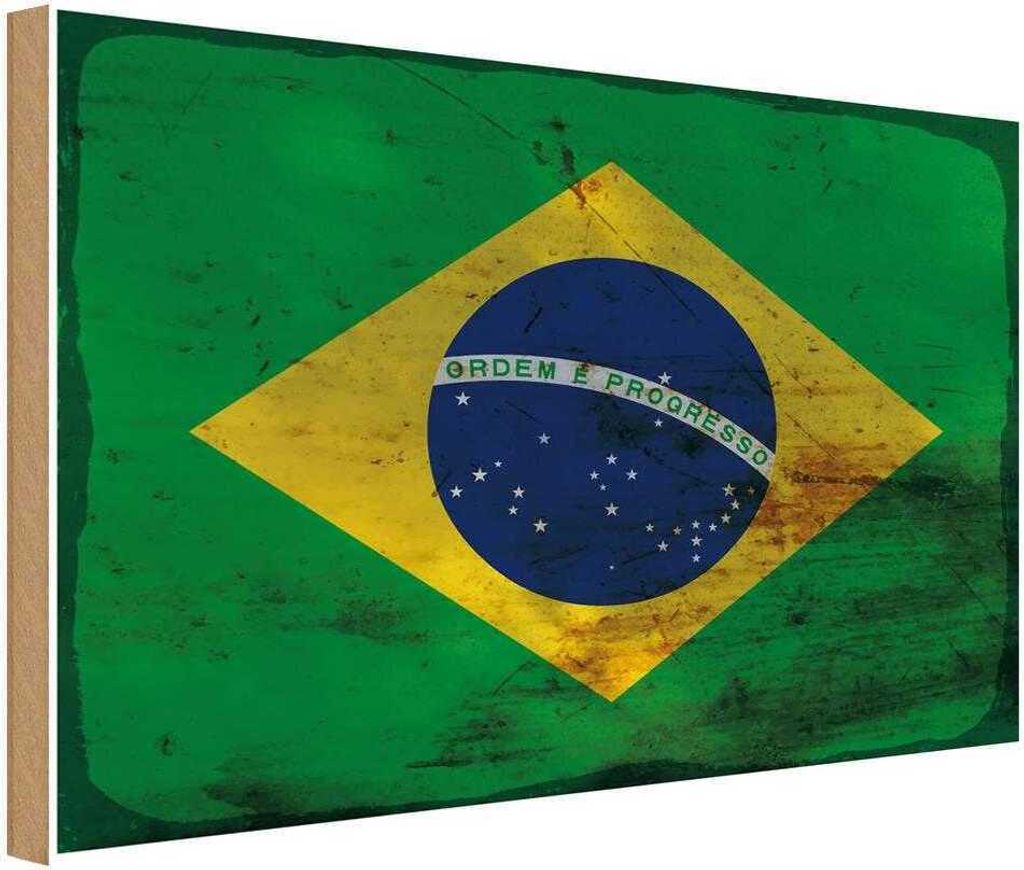 vianmo Holzschild 30x40 cm Brasilien Brazil Flagge Fahne Wappen