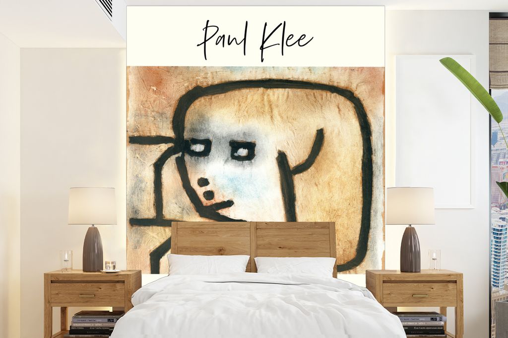 MuchoWow Fototapete für Wohnzimmer oder Schlafzimmer Wandtapete Vinyl Motivtapete Paul Klee - Kunst - Trauerndes Mädchen - 160x220 cm - Bildsch...
