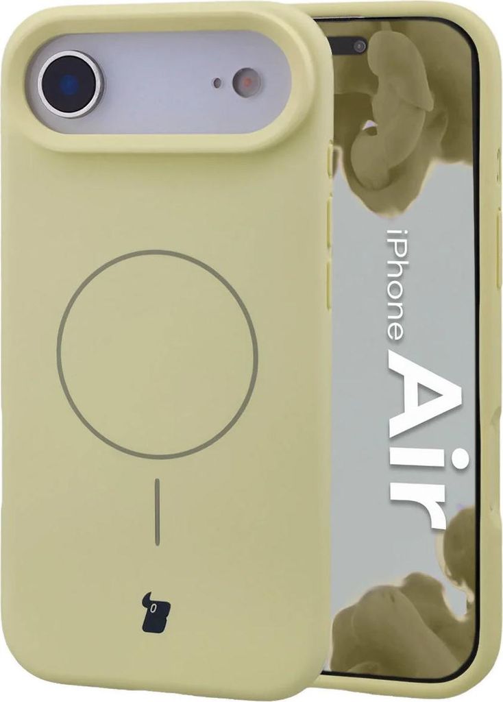 Silikon Handyhülle mit Magnetring für iPhone Air, Bizon Soft Case Magnetic, Hellgelb