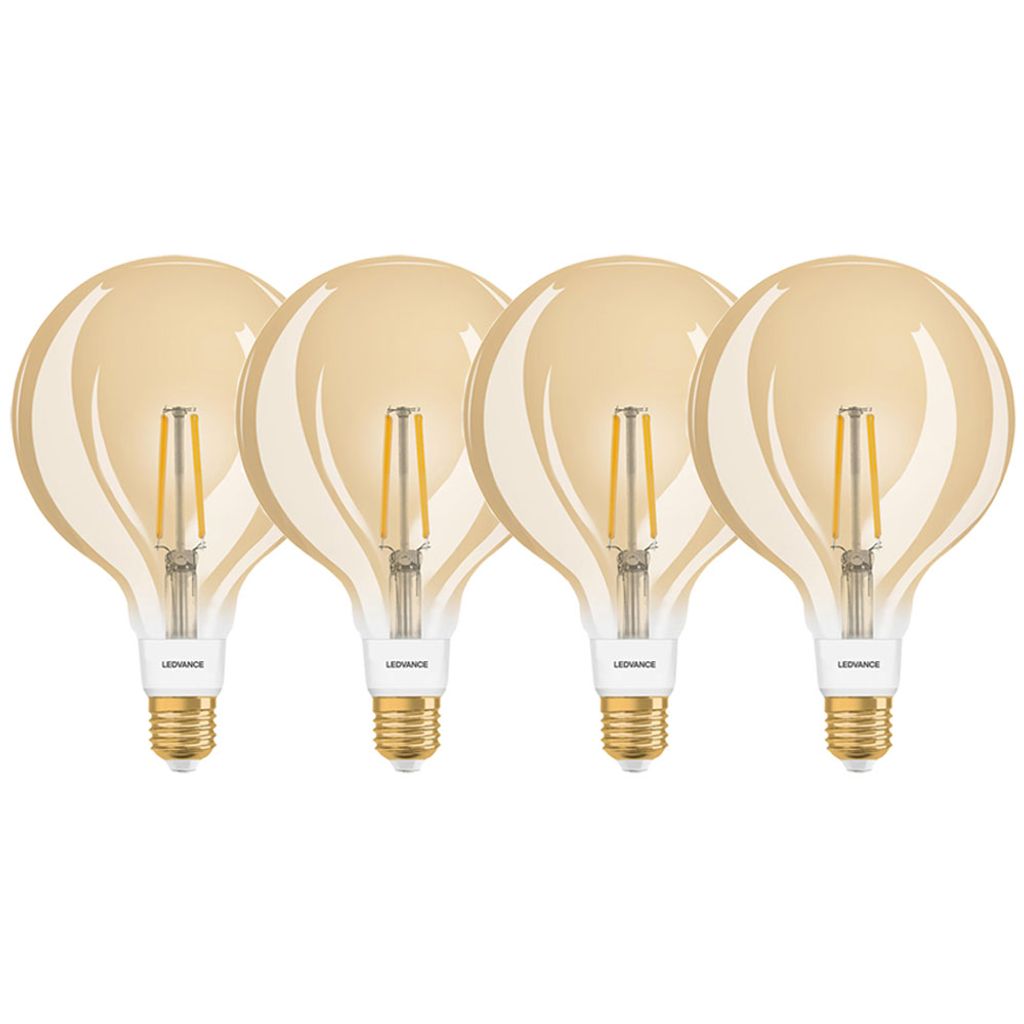 4 x Ledvance Smart+ LED Filament Leuchtmittel Globe G120 6W = 55W E27 680lm Gold Extra Warmweiß 2400K dimmbar Zigbee