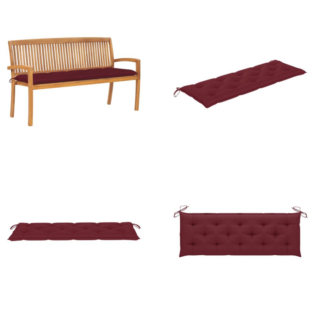 vidaXL Stapelbare Gartenbank mit Auflage 159 cm Massivholz Teak - Bank - Bänke - Gartenbank - Gartenbänke