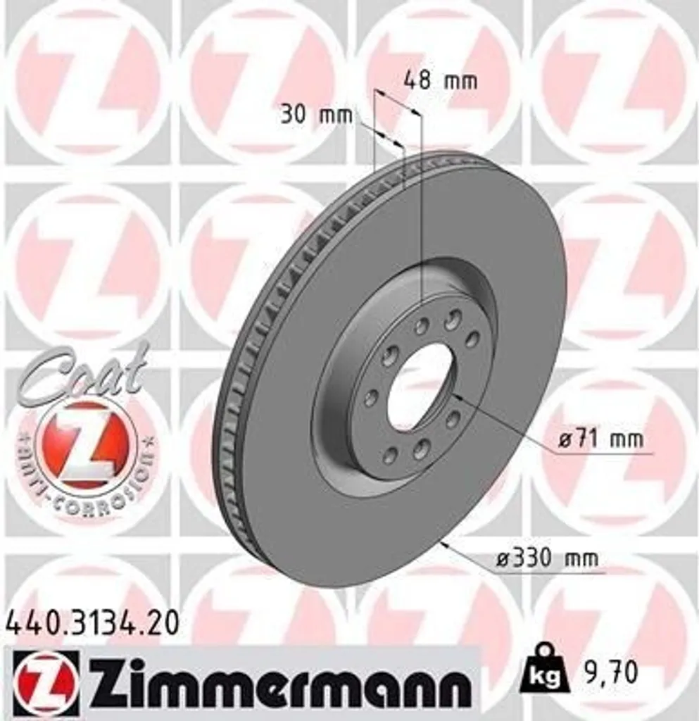 Zimmermann 440.3134.20 Disque de frein anticorrosion Coat Z haute qualité