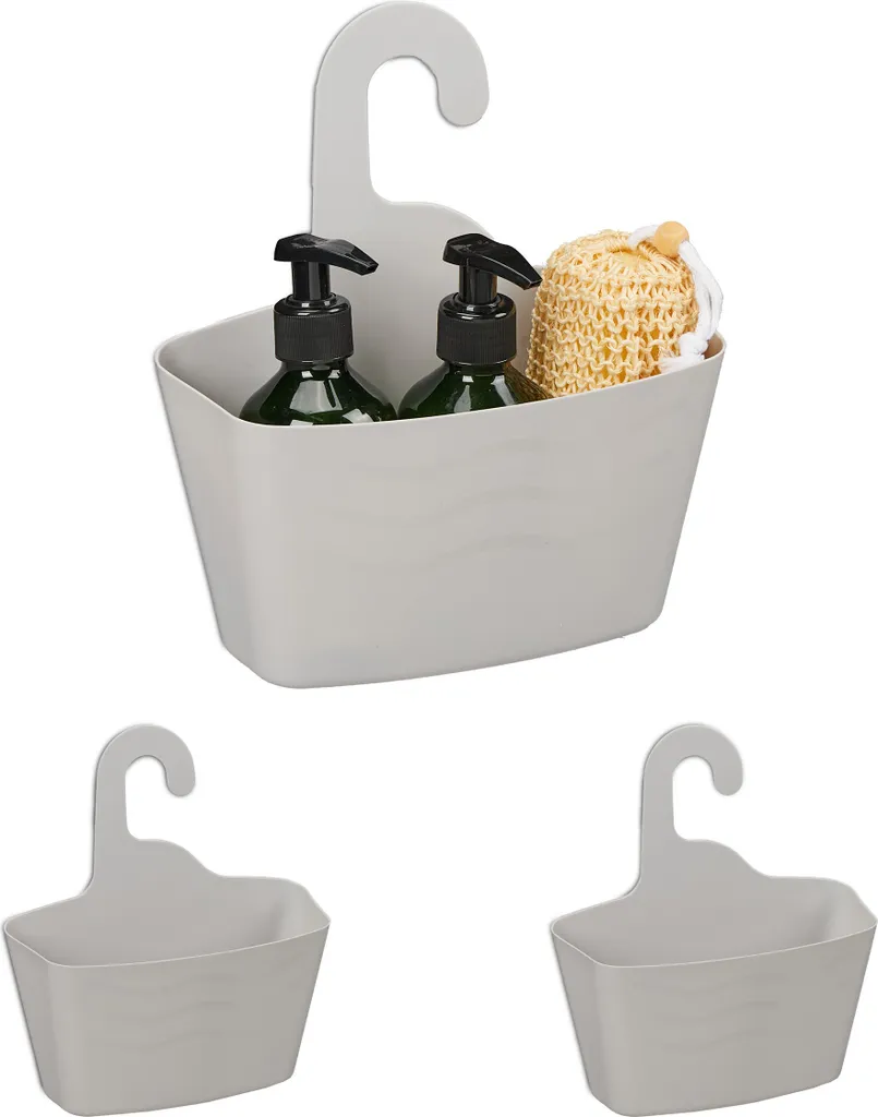 3 Ceste Portaoggetti Bagno Relaxdays 25 cm | Impermeabile e Resistente