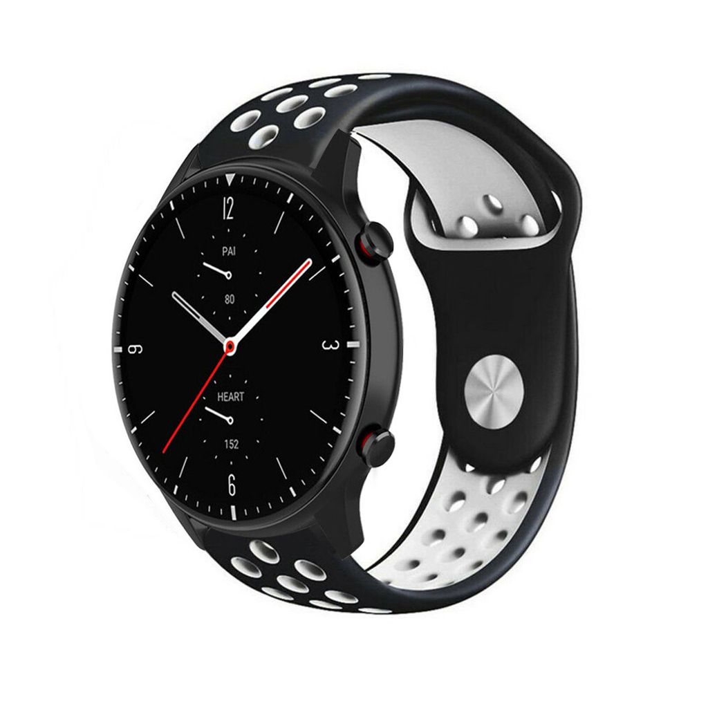 Strap-it Amazfit GTR 2 Sportarmband (Schwarz/Weiß)