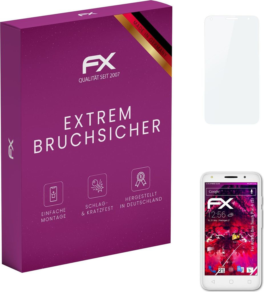 atFoliX FX-Hybrid-Glass Displayfolie kompatibel mit Alcatel One Touch Pixi 4 (5) Glasfolie