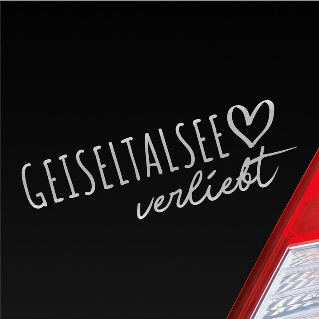 Auto Aufkleber Geiseltalsee verliebt Herz See Sea Liebe Car 19x6 cm Silber Sticker Heckscheibenaufkleber