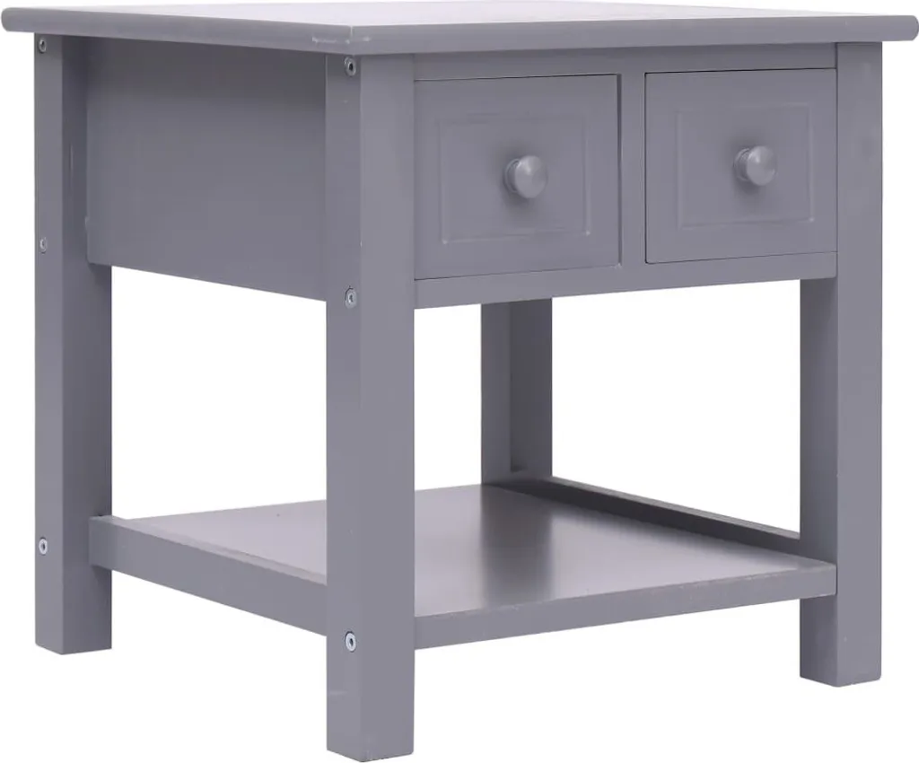Tavolino Quadrato 40x40 Legno Paulownia Grigio | Alta Resistenza