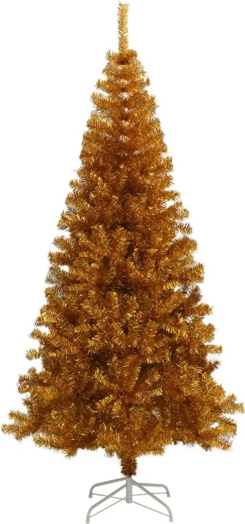 vidaXL Sapin de Noël artificiel avec support doré - 180 cm en PET vert