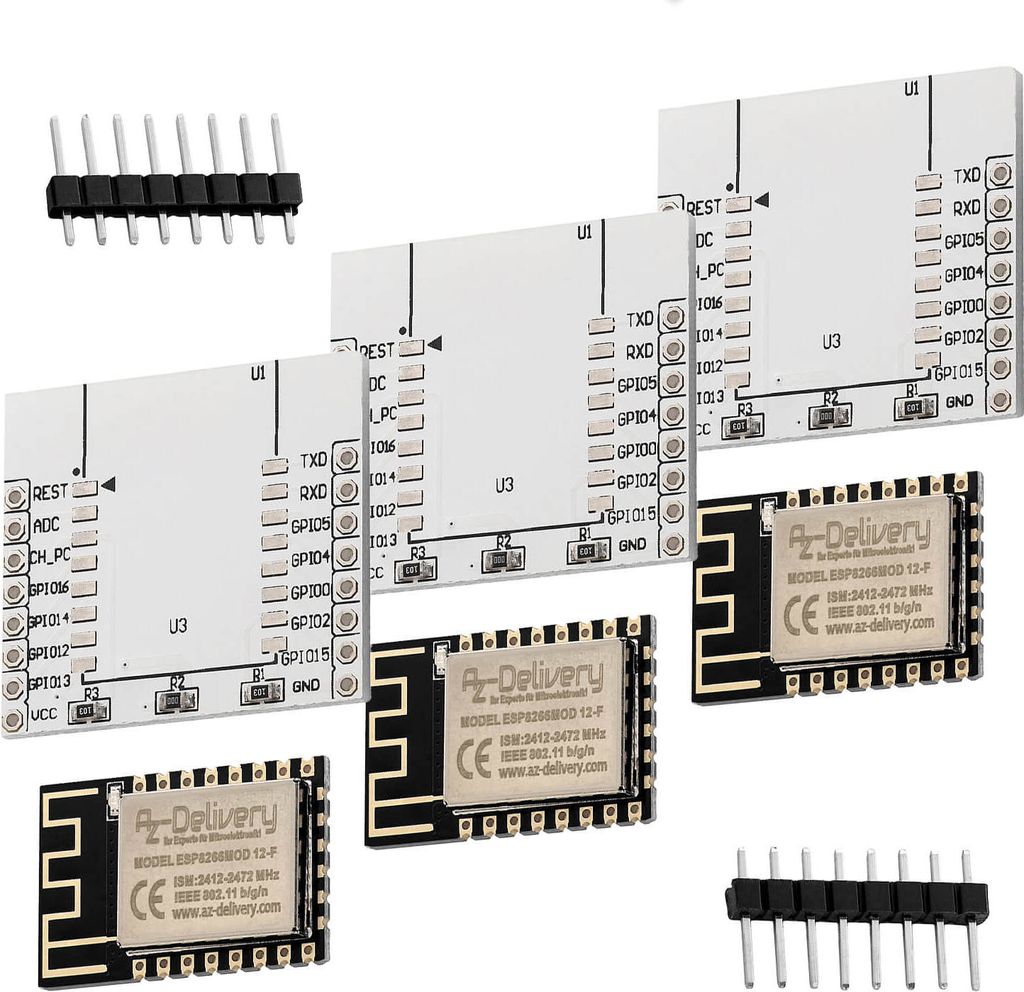 AZ-Delivery Mikrocontroller ESP8266 ESP-12F verbesserte Version zu ESP-12E, Wireless remote serielles WLAN WIFI Modul für Raspberry Pi und Mikroco...